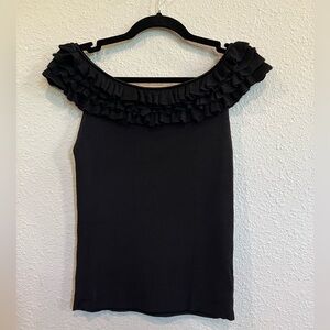 #579 Mexx Black Ruffled Blouse small